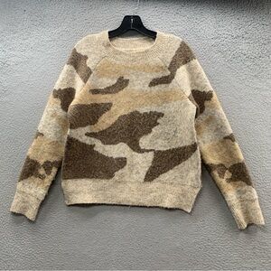 Anthropologie Moth Marjorie Camo Crew Neck Knit Sweater Top Long Sleeve Size S